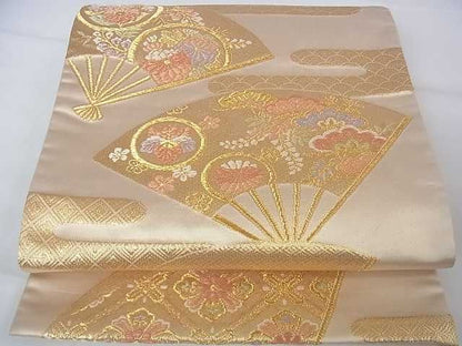 平和屋着物◎六通柄袋帯 扇草花丸文 金銀糸 逸品 DAAE9686ar