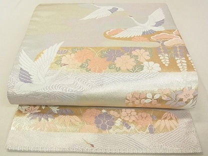 平和屋着物◎六通柄袋帯 経金錦 飛鶴花文 金銀糸 逸品 DAAG5643tw
