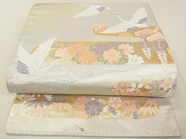平和屋着物◎六通柄袋帯 経金錦 飛鶴花文 金銀糸 逸品 DAAG5643tw