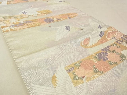 平和屋着物◎六通柄袋帯 経金錦 飛鶴花文 金銀糸 逸品 DAAG5643tw
