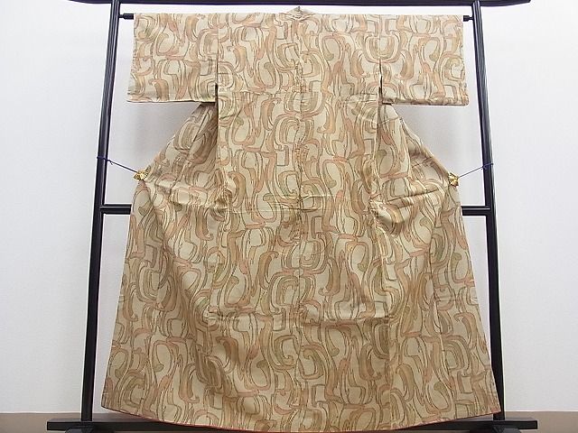 平和屋着物■上質なお召 抽象文 逸品 BAAH5473gt