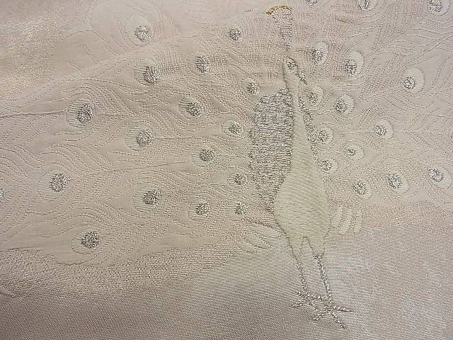 平和屋着物◎太鼓柄袋帯 唐織 孔雀 金銀糸 逸品 BAAH3204ph