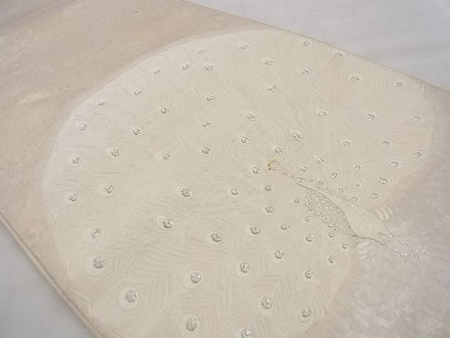 平和屋着物◎太鼓柄袋帯 唐織 孔雀 金銀糸 逸品 BAAH3204ph