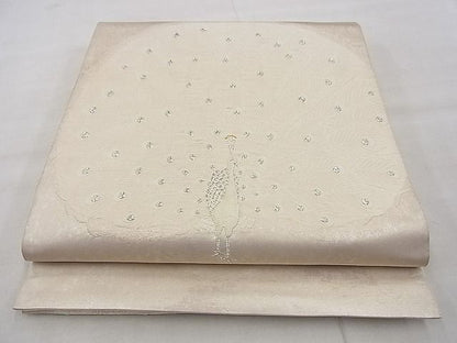 平和屋着物◎太鼓柄袋帯 唐織 孔雀 金銀糸 逸品 BAAH3204ph