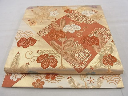 平和屋着物◎六通柄袋帯 唐織 松竹梅 桐菱文 金糸 逸品 BAAH3233ph