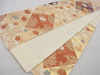 平和屋着物◎六通柄袋帯 唐織 松竹梅 桐菱文 金糸 逸品 BAAH3233ph