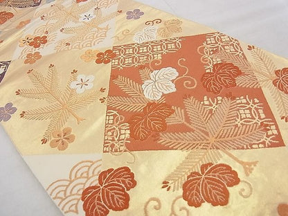 平和屋着物◎六通柄袋帯 唐織 松竹梅 桐菱文 金糸 逸品 BAAH3233ph