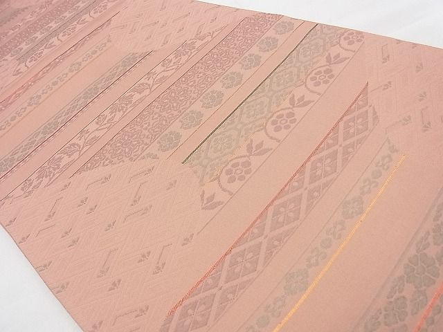 平和屋着物◎六通柄袋帯 名物裂横段文 金糸 逸品 BAAH3245ph