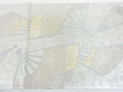 平和屋着物■六通太鼓柄袋帯 螺鈿箔 雲取り扇文 銀糸 逸品 DAAF8825sa