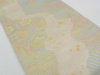 期間限定セール40％off■極上　夏物　西陣　川島織物　六通柄　本袋帯　立波七宝花文　金糸　逸品　CZAA0696s4