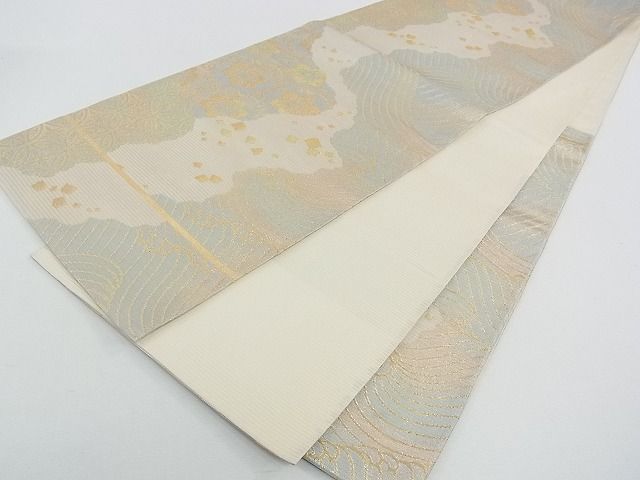 期間限定セール40％off■極上　夏物　西陣　川島織物　六通柄　本袋帯　立波七宝花文　金糸　逸品　CZAA0696s4