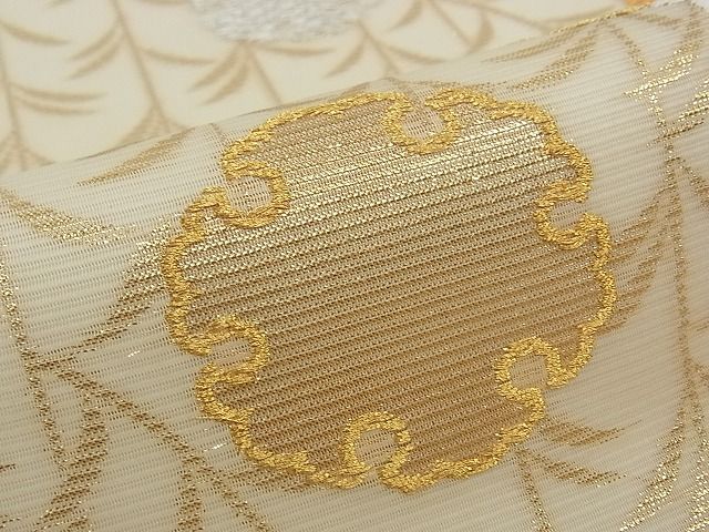 平和屋本店■極上 夏物 皇室・伊勢神宮御用 山口美術織物 山口弘躬 唐織の織匠 山口成三郎謹織 六通柄袋帯 色紙付 逸品 未使用 CZAA0694s4