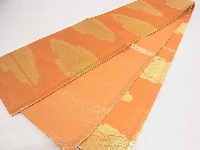 平和屋着物◎佐賀錦 全通柄袋帯 雲重ね文 金糸 正絹 逸品 AAAJ7079Apf