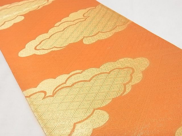 平和屋着物◎佐賀錦 全通柄袋帯 雲重ね文 金糸 正絹 逸品 AAAJ7079Apf