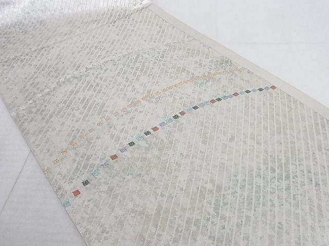 平和屋着物◎六通柄袋帯 幾何学文様 本うるし箔金 正絹 逸品 AAAJ7095Apf