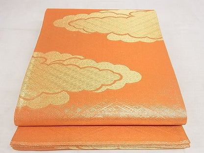 平和屋着物◎佐賀錦 全通柄袋帯 雲重ね文 金糸 正絹 逸品 AAAJ7079Apf
