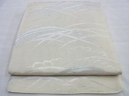 平和屋着物■夏物 六通柄袋帯 立波文 銀糸 逸品 BAAG8867du