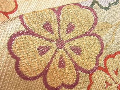 平和屋着物◎六通柄袋帯 唐織 枝垂れ桜 金糸 逸品 BAAG8905du