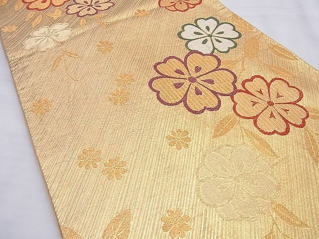 平和屋着物◎六通柄袋帯 唐織 枝垂れ桜 金糸 逸品 BAAG8905du