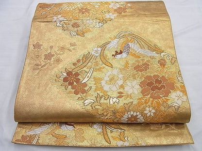 平和屋着物◎六通柄袋帯 唐織 秀鳥彩華 金銀糸 逸品 BAAG8918du