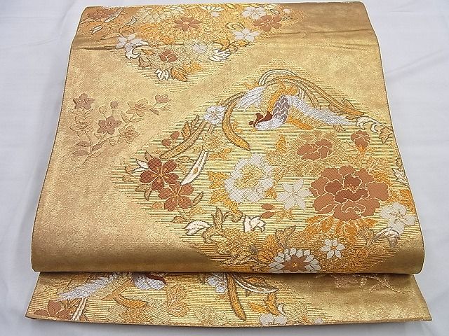 平和屋着物◎六通柄袋帯 唐織 秀鳥彩華 金銀糸 逸品 BAAG8918du