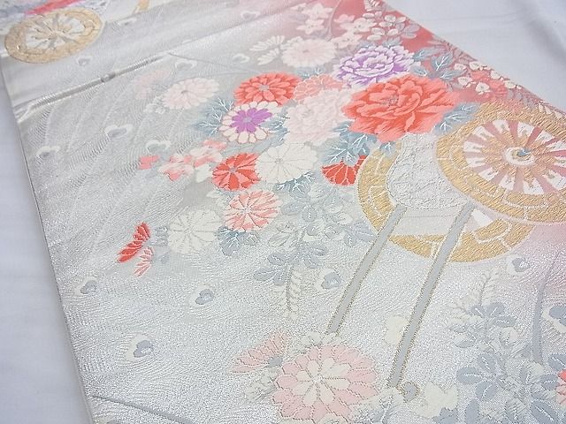 平和屋着物◎六通柄袋帯 唐織 花車文様 金銀糸 逸品 BAAG8907du