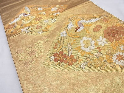 平和屋着物◎六通柄袋帯 唐織 秀鳥彩華 金銀糸 逸品 BAAG8918du