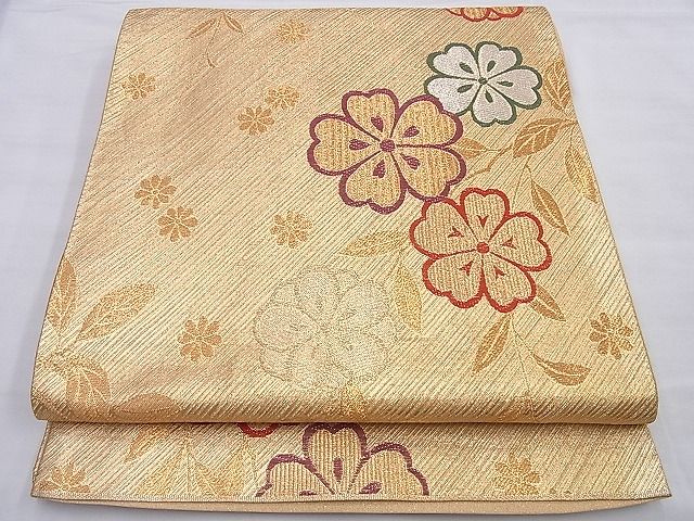 平和屋着物◎六通柄袋帯 唐織 枝垂れ桜 金糸 逸品 BAAG8905du
