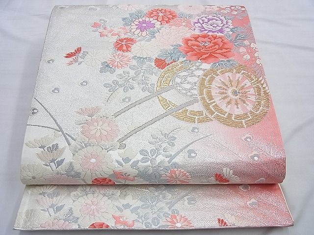 平和屋着物◎六通柄袋帯 唐織 花車文様 金銀糸 逸品 BAAG8907du