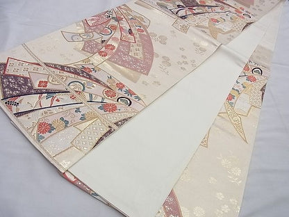 平和屋着物◎六通柄袋帯 唐織 熨斗地紙慶長文 金糸 逸品 BAAG8916du