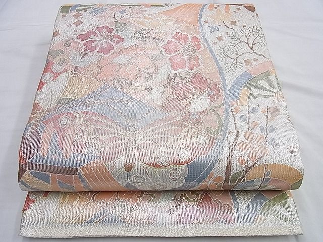 平和屋着物◎佐賀錦 六通柄袋帯 正倉院花蝶文 金銀糸 逸品 BAAG8937du