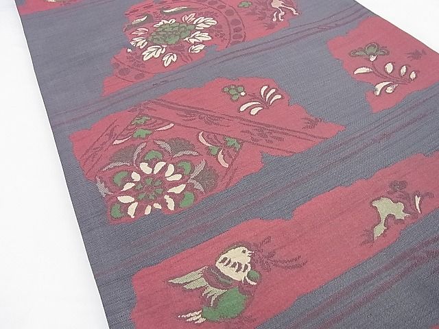 平和屋着物◎六通柄袋帯 ふくれ織 更紗花鳥文 逸品 BAAG8921du