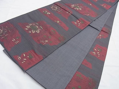 平和屋着物◎六通柄袋帯 ふくれ織 更紗花鳥文 逸品 BAAG8921du