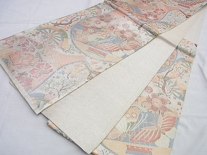 平和屋着物◎佐賀錦 六通柄袋帯 正倉院花蝶文 金銀糸 逸品 BAAG8937du