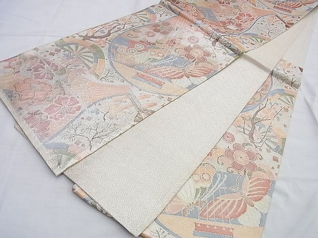 平和屋着物◎佐賀錦 六通柄袋帯 正倉院花蝶文 金銀糸 逸品 BAAG8937du
