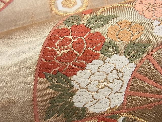 平和屋着物◎六通柄袋帯 唐織 有職扇面散らし 金糸 逸品 BAAG8950du