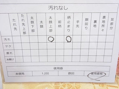 平和屋着物◎六通柄袋帯 唐織 雪輪花文 金糸 逸品 BAAH2380cm