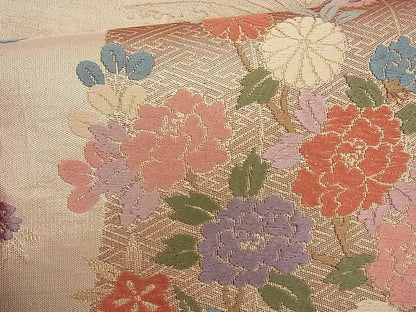 平和屋着物◎佐賀錦 六通柄袋帯 唐織 几帳青海波花丸文 金糸 逸品 BAAH2379cm