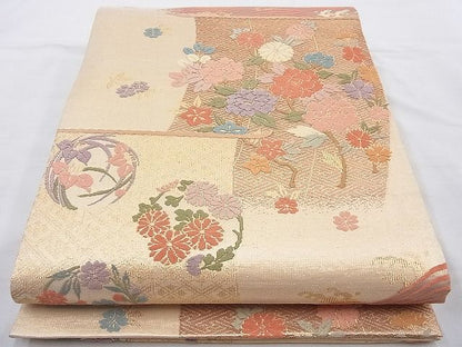 平和屋着物◎佐賀錦 六通柄袋帯 唐織 几帳青海波花丸文 金糸 逸品 BAAH2379cm