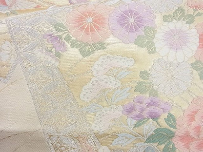 平和屋着物◎六通柄袋帯 唐織 色紙花蝶文 金銀糸 逸品 BAAH6015cm