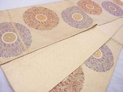 平和屋着物◎佐賀錦 六通柄袋帯 宝相華 金糸 逸品 BAAH6025cm