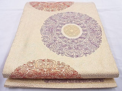 平和屋着物◎佐賀錦 六通柄袋帯 宝相華 金糸 逸品 BAAH6025cm