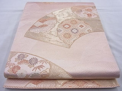 平和屋着物◎六通柄袋帯 地紙雪輪花文 金糸 逸品 BAAH6029cm