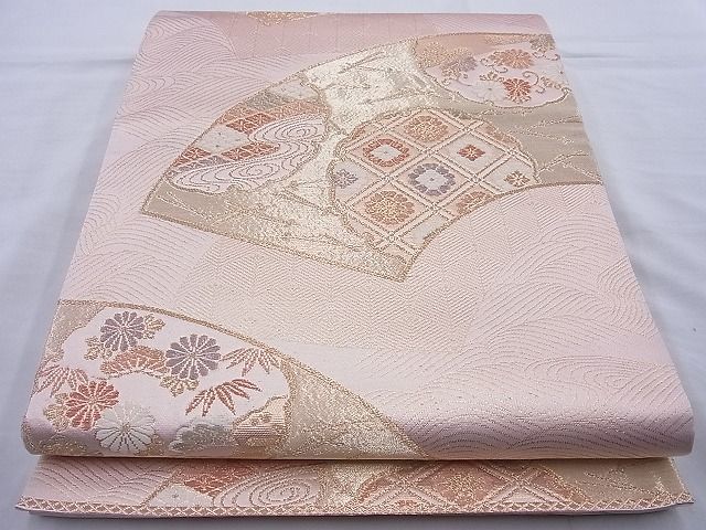 平和屋着物◎六通柄袋帯 地紙雪輪花文 金糸 逸品 BAAH6029cm