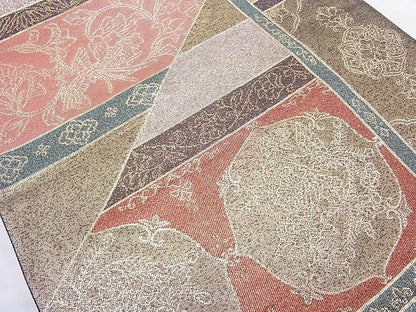 平和屋着物◎六通柄袋帯 天井花唐草文 金糸 逸品 BAAH6023cm