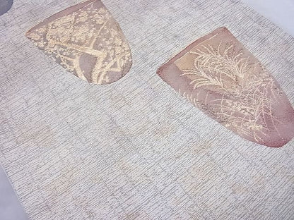 平和屋着物◎六通太鼓柄袋帯 清水六兵衛 名陶文様 金糸 逸品 BAAH6050cm