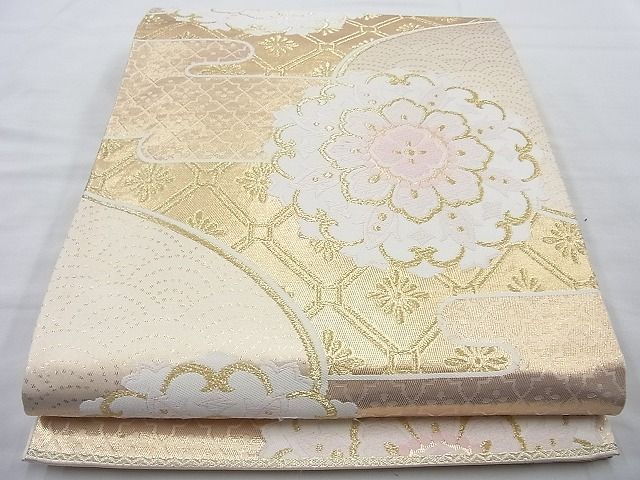 平和屋着物◎六通柄袋帯 唐織 正倉院エ霞文様 金糸 逸品 BAAH6064cm
