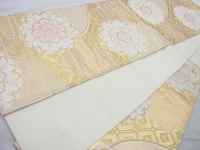 平和屋着物◎六通柄袋帯 唐織 正倉院エ霞文様 金糸 逸品 BAAH6064cm