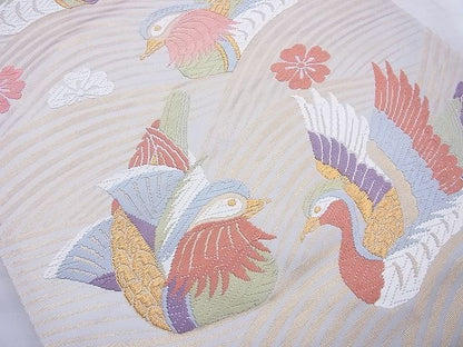 平和屋着物◎六通柄袋帯 唐織 能衣 鴛鴦文 金糸 逸品 BAAH6095cm