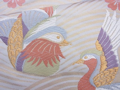 平和屋着物◎六通柄袋帯 唐織 能衣 鴛鴦文 金糸 逸品 BAAH6095cm
